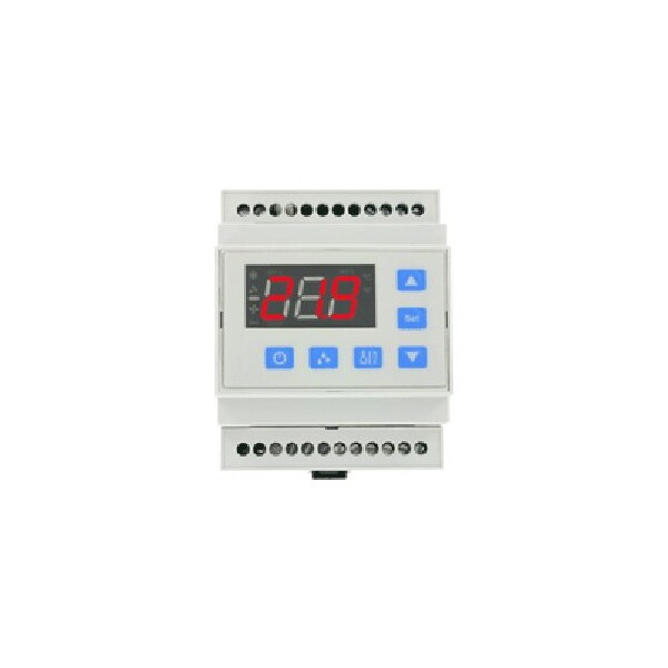 DIN rail mount temperature switch, red display, 2 outputs, 115 VAC supply